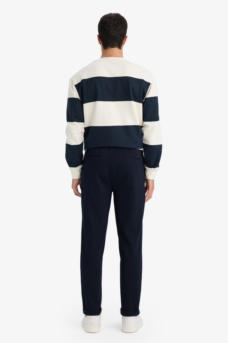 DeFacto Blue Man Tailored Fit Double Hem Trousers Casual - Image 5